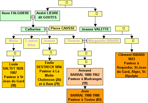 relations généalogiques des protagonistes